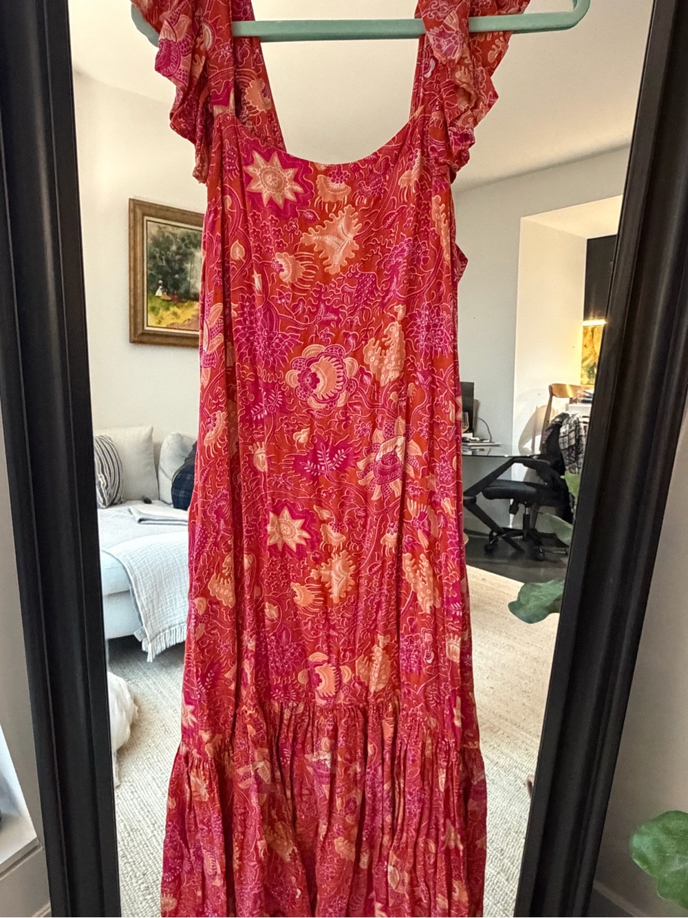 Pink and Coral Paisley Tiered Maxi - House of Harlow 1960